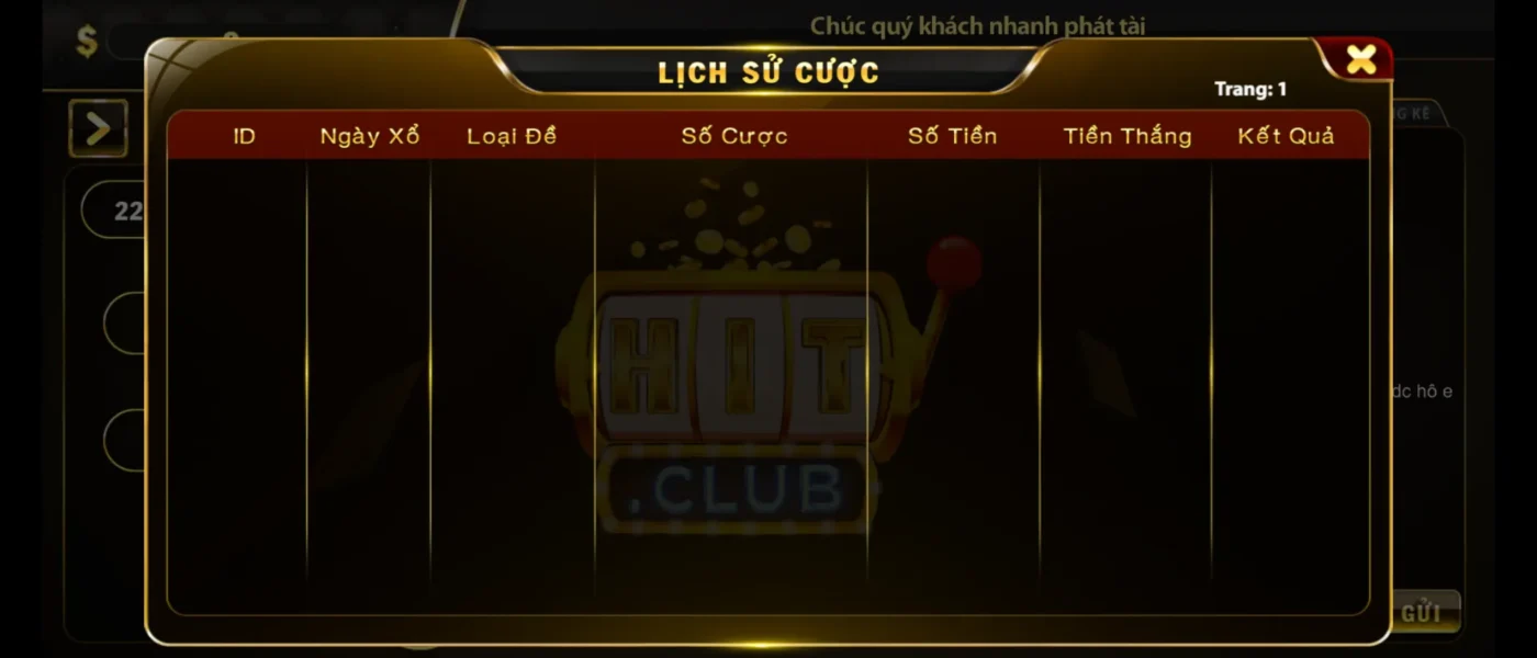 Theo dõi lịch sử cược tại xổ số Hitclub